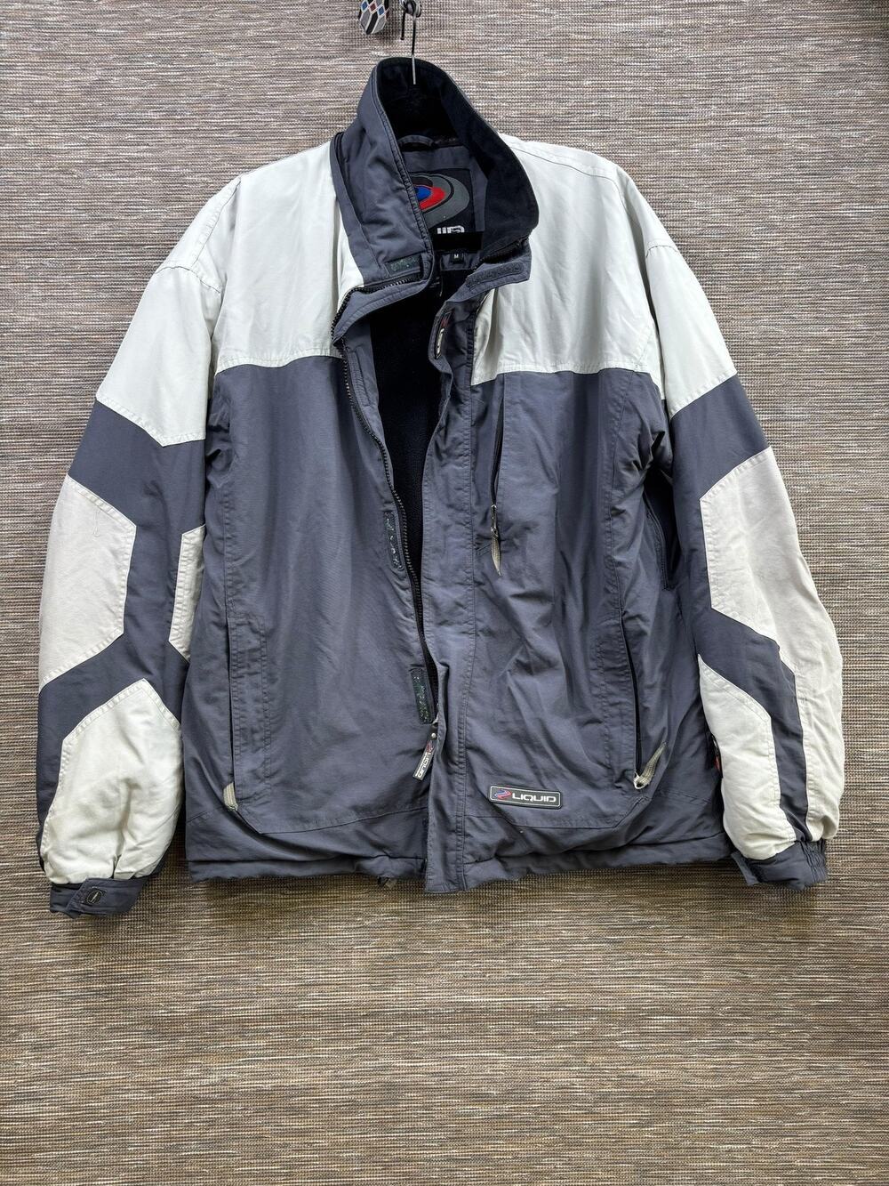 Liquid Jacket Mens Medium Gray Colorblock Full Zip Ski Snowboard Insulated Warm